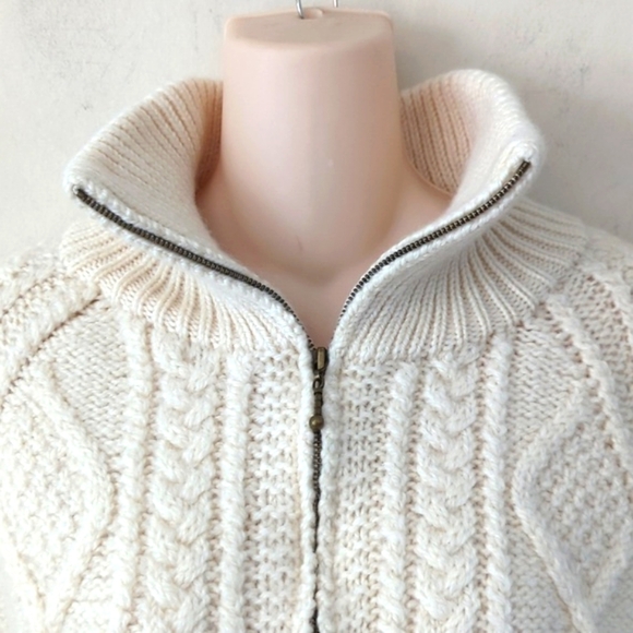 Aran Crafts Merino Wool Irish Fisherman Zipper Cardigan 1XX - Picture 11 of 16